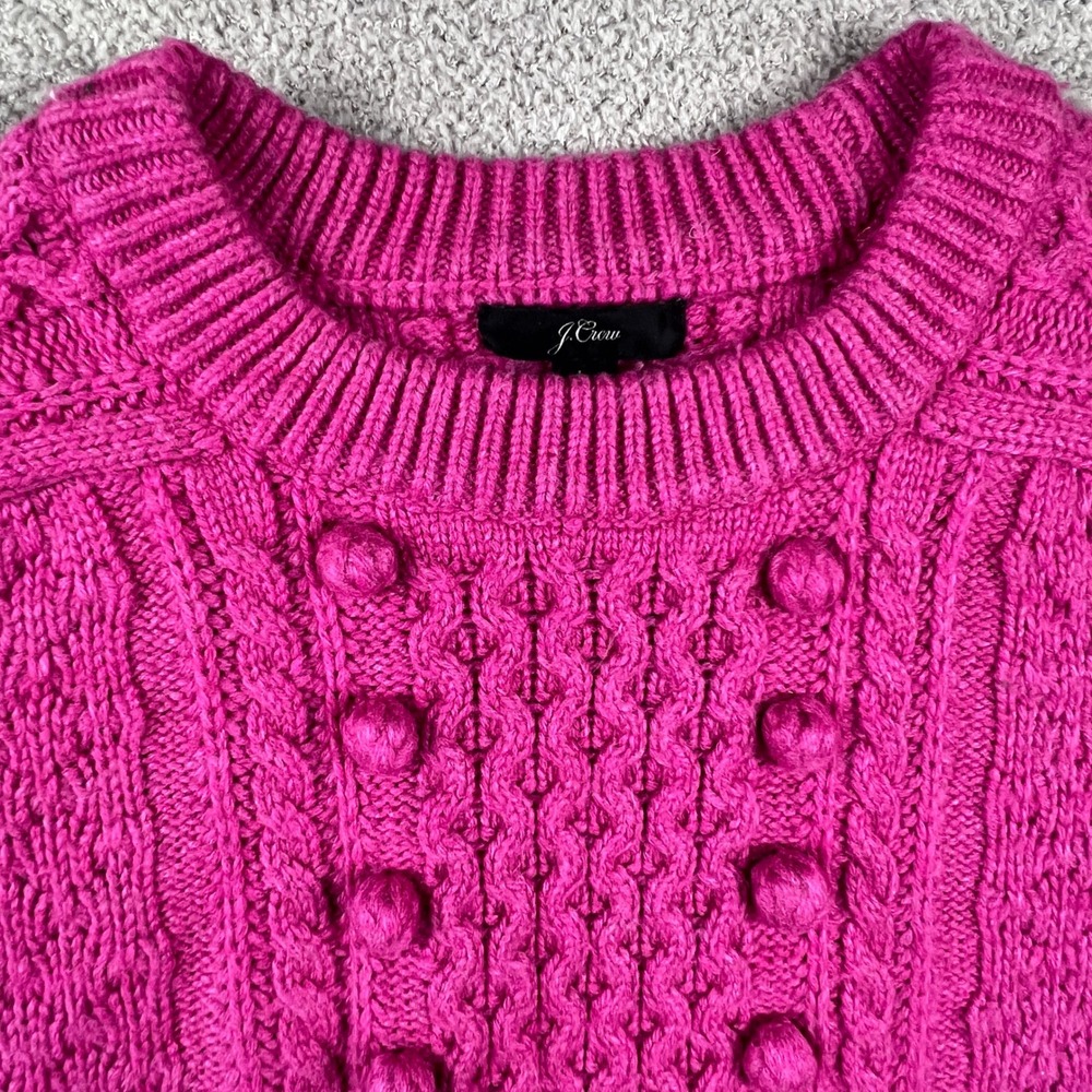 J.Crew Pink Cable‎ Knit Sweater Womens Large Preppy Chunky Textured Cozycore - Picture 3 of 14